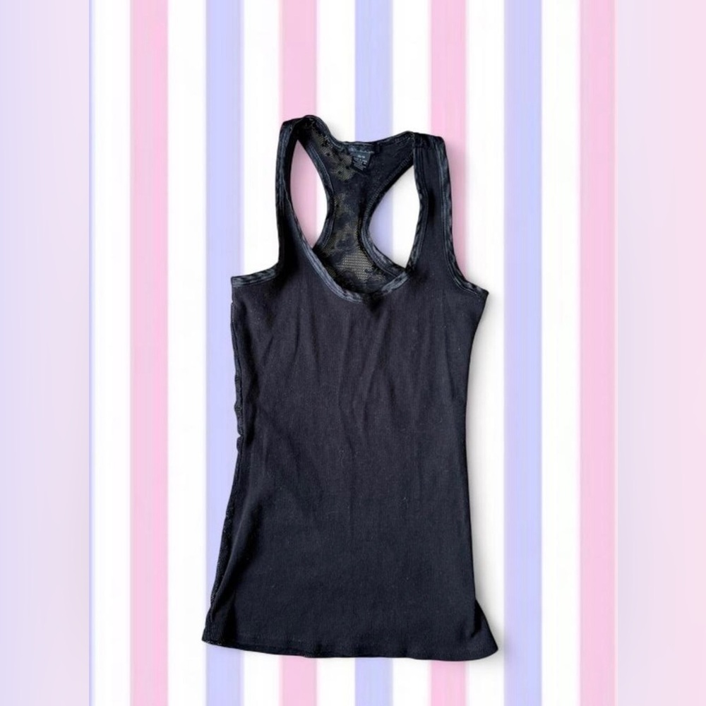 seductions black cami with lace back